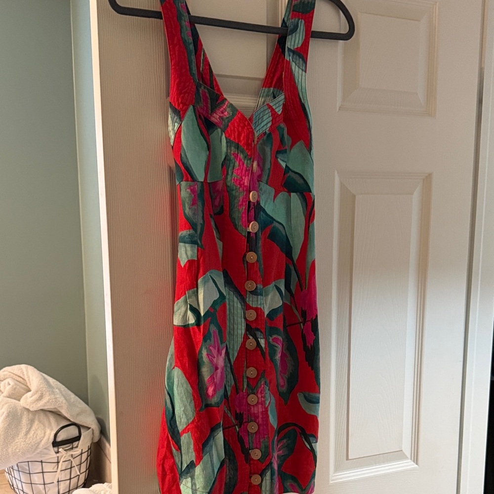 FARM Rio Red and Green Tropical Dress